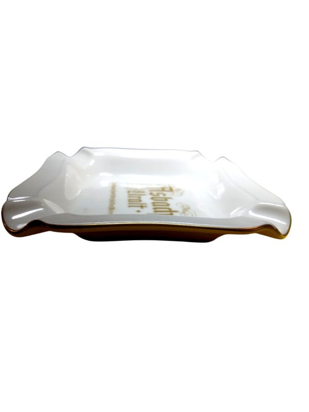 Asbach Uralt Porcelain Ashtray H&C Selb Bavaria Germany White Gold Vintage Cigar - Picture 10 of 12